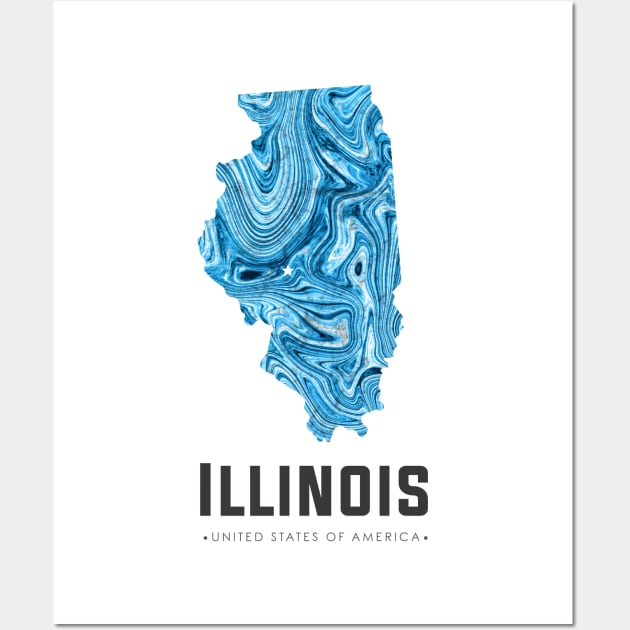 Illinois state map abstract blue Wall Art by StudioGrafiikka